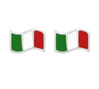 Zenvie Pendientes de plata de ley 925 con diseño de bandera italiana, 7 mm x 5 mm, con caja de regalo