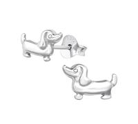 Zenvie Pendientes de tuerca de perro salchicha con caja de regalo, 6 x 10 mm, plata de ley, 10mm x 6mm, Plata de ley, Sin tipo de gema