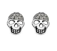 Zenvie Pendientes de tuerca de plata de ley con cristales, 8 mm x 10 mm, en caja de regalo, plata 925