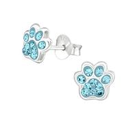 Zenvie Pendientes de tuerca de plata de ley con diseño de huella de pata con cristal, en caja de regalo, 7 mm x 6 mm, 7mm, Plata de ley, Sin piedra preciosa