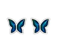Zenvie Pendientes de tuerca de plata de ley con diseño de mariposa que cambian de color, 8 mm x 7 mm, joyería de emociones, 7mm x 8mm, Plata de ley, Sin piedra preciosa