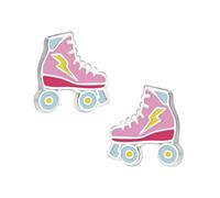 Zenvie Pendientes de tuerca de plata de ley rosa con caja de regalo, 9 x 9 mm, 9mm x 9mm, Plata de ley