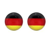 Zenvie Pendientes redondos de plata de ley con bandera alemana, 7 mm, oro negro y rojo