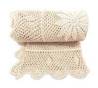 Zenviro Manta Bohemia - Mantas de Ganchillo Beige Crema - Manta Tejida a Mano - Manta sofá Cama (125 x 150 cm)
