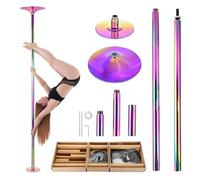 ZENVOKE Barra de Pole Dance para Interiores, Plataforma de Pole Dance Sólida de 45 mm, Estática y Giratoria, Altura Ajustable de 216 a 279 cm, Barra de Baile Portátil y Desmontable, Multicolor