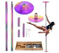ZENVOKE Pole Dance - Barra de danza para interiores, 45 mm, estática y giratoria, altura ajustable, portátil, desmontable, multicolor, de 216 a 279 cm
