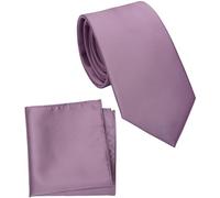 ZENXUS Corbata Pañuelo Regular y Cuadrado de Bolsillo para Hombre, Conjunto de Corbatas de Color Sólido, Ancho Estándar de 3.2 Pulgadas, 44 Ópera Malva