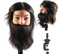 Zenyinfa Cabeza de maniquí masculina 100% cabello humano entrenamiento muñeca cabeza para el peinado del pelo cosmetología maniquí cabeza para cortar con soporte de abrazadera