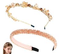 ZenyTra Juego de 2 diademas para mujer | Diadema brillante con cristales en champán | ejecución elegante con ajuste antideslizante | para traje tradicional tirolés, fiestas, bodas y uso diario