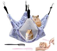 ZenyTra Juego de hamaca para animales pequeños, 1 hamaca de corazón morado + 2 peines para hámsters y roedores, accesorios de jaula para dormir y aseo, bonita hamaca para roedores con función nido
