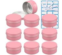 ZEOABSY 10 Piezas 80 ml Rosa Tarros de Aluminio Vacíos Redondo con Tapa Rosca Bote Crema 80ml para Loción Bálsamos Velas Contenedor De Cosméticos con 5 Cucharas y 1 Etiqueta