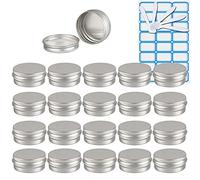 ZEOABSY 100 Piezas Tarros de Aluminio con Tapa Rosca 15ml, Plata Tarros de Aluminio Vacíos Redondo para Contenedor De Cosméticos Cremas Caja de almacenaje con 10 Espátula y 4 Etiqueta