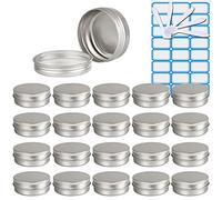 ZEOABSY 100 Piezas Tarros de Aluminio con Tapa Rosca 60ml, Plata Tarros de Aluminio Vacíos Redondo para Contenedor De Cosméticos Cremas Caja de almacenaje con 10 Espátula y 4 Etiqueta