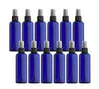 ZEOABSY 12 Piezas 100ml Botella de Spray Vacía Plástico Azul Atomizador de Viaje Conjunto de Botellas, con Pulverizador de Niebla Fina Negro para Aromaterapiacon 2 Embudos