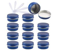 ZEOABSY 12 Piezas 10ml Azul Tarros de Aluminio Vacíos Redondo, Tarros de Aluminio con Tapa Rosca para Contenedor De Cosméticos Cremas Caja de almacenaje con 6 Espátula