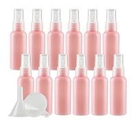 ZEOABSY 12 Piezas 50ml Botella de Spray Vacía Plástico Rosa Atomizador de Viaje Conjunto de Botellas, con Pulverizador de Niebla Fina Transparente para Aromaterapiacon 2 Embudos