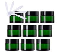 ZEOABSY 12 Piezas 50ml Tarros de Vidrio Verde con Tapa de Rosca Negro, Tarro de Cristal Vacíos Redondo Contenedor De Cosméticos para Cremas, Ungüento, Viaje con 12 Espátula