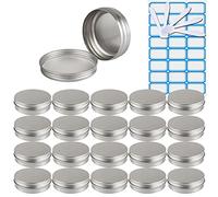 ZEOABSY 20 Piezas Tarros de Aluminio con Tapa Rosca 100ml, Plata Tarros de Aluminio Vacíos Redondo para Contenedor De Cosméticos Cremas Caja de almacenaje con 5 Espátula y 1 Etiqueta