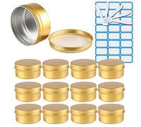 ZEOABSY 20 Piezas Tarros de Aluminio con Tapa Rosca 150ml, Oro Tarros de Aluminio Vacíos Redondo para Contenedor De Cosméticos Cremas Caja de almacenaje con 5 Espátula y 1 Etiqueta