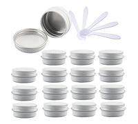 ZEOABSY 48 Piezas 10ml Blanco Tarros de Aluminio Vacíos Redondo, Tarros de Aluminio con Tapa Rosca para Contenedor De Cosméticos Cremas Caja de almacenaje con 12 Espátula
