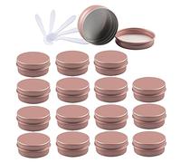 ZEOABSY 48 Piezas 15ml Rosa Mate Tarros de Aluminio Vacíos Redondo, Tarros de Aluminio con Tapa Rosca para Contenedor De Cosméticos Cremas Caja de almacenaje con 12 Espátula