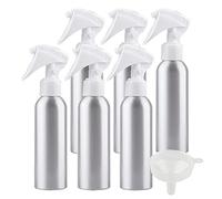 ZEOABSY 6 Piezas Pulverizador de Aluminio 150ml Vacías, Botella de Spray con Niebla Fina Rociador Blanco para la Casa y el Jardín Regar Cabello Plantas Recargable + 1 Pieza Embudo