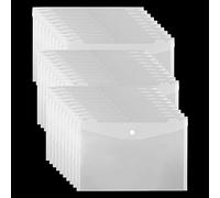 ZEONHAK Paquete de 100 carpetas transparentes A4, carpetas de sobres de plástico, carpetas de documentos con botón de presión para oficina, 226 x 325 mm