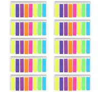ZEONHEI 10 paquetes de 12x45 mm tiras adhesivas con regla, notas adhesivas, marcadores postal It, marcadores laterales autoadhesivos, paquete de 8 colores surtidos de 25 hojas cada una
