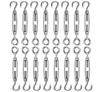 ZEONHEI 16 unidades M4 de acero inoxidable 304, con gancho de sujeción con gancho y ojal ajustable para colgar y tensar, 10,5 cm - 14,5 cm de largo, 40 kg de carga