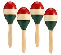 ZEONHEI 2 pares de maracas de madera grandes de 10 pulgadas, maracas de madera pintadas a mano para fiestas, hogares, escuelas, actuaciones, entretenimiento
