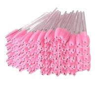 ZEONHEI 200 Cepillos de Pestañas Desechables con Mango de Cristal Rosa - Varillas de Rímel Aplicador para Extensiones de Pestañas y Cejas - 9.8cm