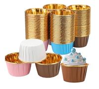 ZEONHEI 200 moldes de aluminio para cupcakes, 4 colores metálicos para pasteles, moldes para magdalenas para hornear, mini moldes para cupcakes de Navidad para fiesta de cumpleaños