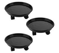 ZEONHEI 3 Unidades de 33 cm de Soporte para Plantas Enrollable, Posavasos con Ruedas, Carrete para Plantas de Interior y Exterior, Capacidad de Carga de 50 kg, Color Negro