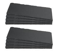 ZEONHEI Juego de 8 posavasos de pizarra rectangulares de 25 x 12 cm, para servir de pizarra, para bufet, servir, decoración, color negro