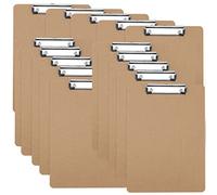 ZEONHEI Paquete de 15 portapapeles A4, tableros de clip de madera con agujero para colgar y clip de metal de perfil bajo, tablero de clip de archivo de notas para oficina