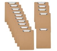 ZEONHEI Paquete de 15 portapapeles A6, tableros de clip de madera con agujero para colgar y clip de metal de perfil bajo, tablero de clip de archivo de notas para oficina, restaurante, suministros de