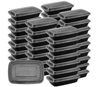 ZEONHEI - Paquete de 40 recipientes de preparación de comidas de 750 ml, 1 compartimento sin BPA, recipientes de plástico con tapas, cajas de almuerzo reutilizables Bento bandejas de almacenamiento