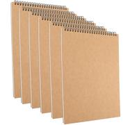 ZEONHEI Paquete de 6 cuadernos de bocetos en espiral A4 en blanco, 30 hojas/60 páginas de bloc de bocetos A4 de 160 g/m², bloc de dibujo con cubierta de papel kraft marrón para pintar, bocetos, dibujo