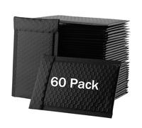 ZEONHEI Paquete de 60 sobres de burbujas de polietileno negro de 18 x 15 cm, sobres acolchados autosellantes de 6 x 7 pulgadas, sobres de burbujas pequeños impermeables para envíos de negocios,