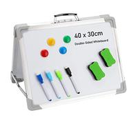 ZEONHEI Tablero blanco pequeño de 30 x 40 cm, soporte portátil plegable de mesa de doble cara para pizarra blanca con ribete de aluminio para dibujo en casa y oficina
