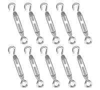 ZEONHEI Tensor de alambre M4, 10 unidades, acero inoxidable 304, con gancho y ojal ajustable para colgar y tensar, 10,2 cm - 14,6 cm de largo, soporta 40 kg