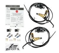 ZEOSS TRP EVO X HD-M9020 Hydraulic Disc Brake Set 2-Piston Caliper (F+R) with Sticker, Gold, STB3156-Q