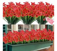 ZEOSTARO 20 Paquetes de Flores Artificiales para Exteriores, Resistentes a los Rayos UV, Flores Falsas Que no se decoloran, arbustos Vegetales de plástico sintético, decoración de jardín, Porche,