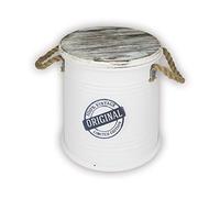 ZEP S.r.l. Recipiente Decorativo de Metal, Madera, Color Blanco, diámetro 25 x 26,5