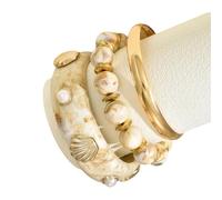 ZEPFJHE 1 juego de joyas de hierro de resina ligera inspirada en el mar para mujer, apilable, con diseño ondulado de concha, para mujer, con temática atrevida, talla única, como se describe