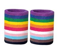 ZEPFJHE 1 unidad/1 par de muñequeras elásticas antideslizantes y cómodas con patrón de arco iris, accesorios deportivos para hombres y mujeres, pulseras deportivas de moda