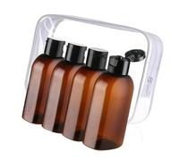 ZEPFJHE 4 botellas reutilizables de 100 ml, dispensador vacío con tapas abatibles para viajes y uso diario, botella segura y amigable, kit de aseo de viaje de negocios