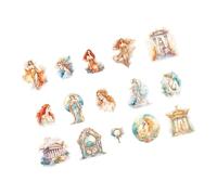 ZEPFJHE 6 90 piezas de transferencias de PET para planificadores, tema europeo, impermeables, diosas europeas PET