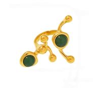 ZEPFJHE Anillos contemporáneos de cristal natural en forma de C, banda de metal inoxidable, múltiples opciones de color, cómodos, 3,5 cm de longitud, piedras preciosas naturales de acero inoxidable