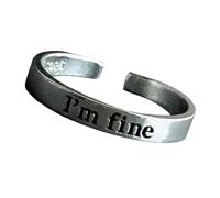 ZEPFJHE Anillos de aleación con palabras grabadas únicas que representan fuerza y ligereza, joyería de uso diario, regalo motivacional, esperanza y fuerza